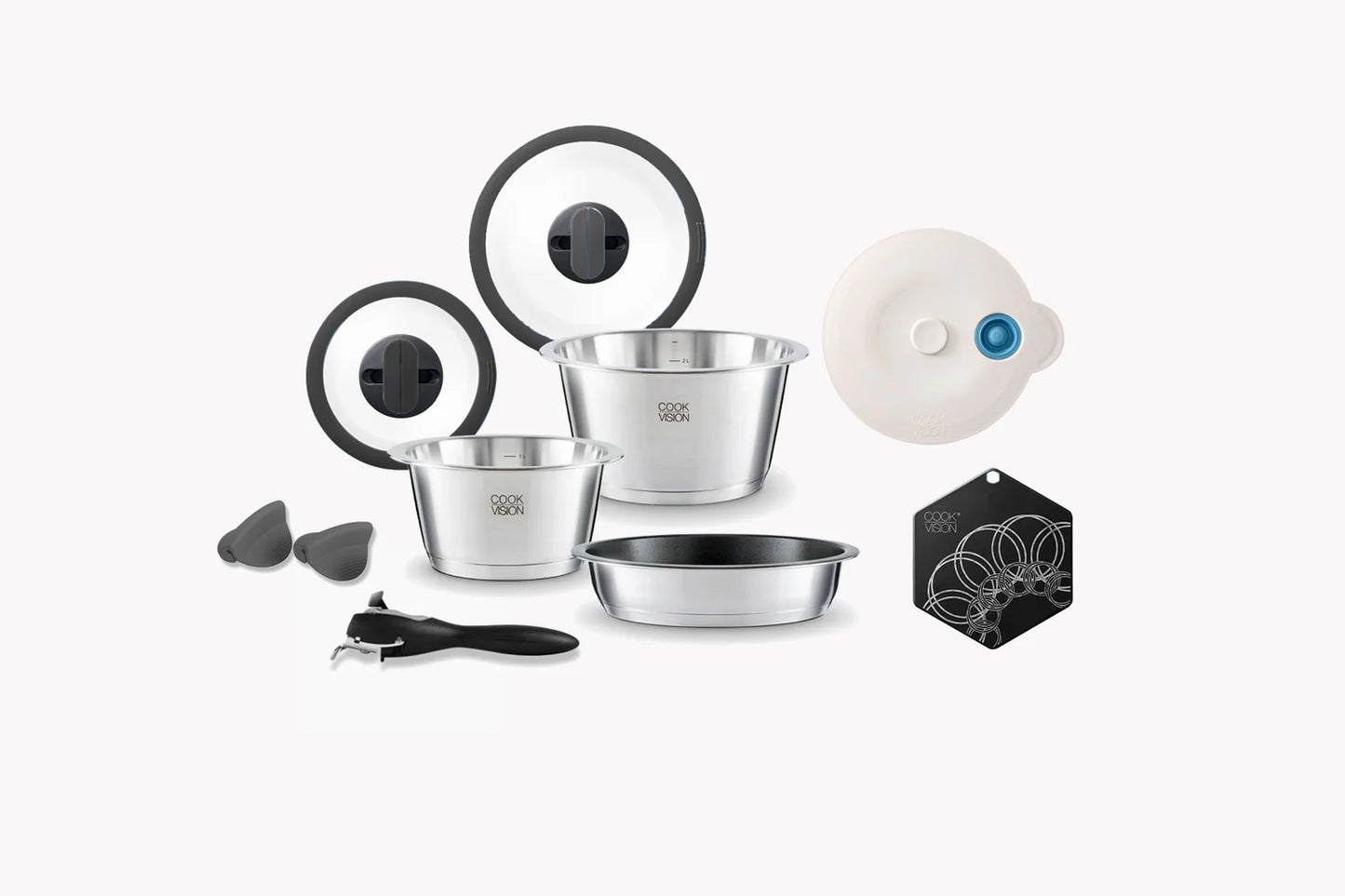 COOKVISION nesto 10+1-tlg. Edelstahl Einsteiger-Set incl. gratis Pfannenwender