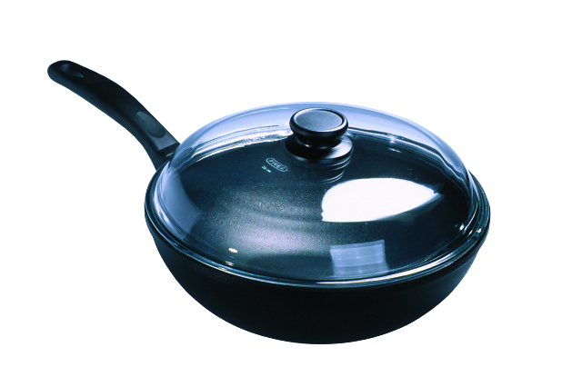 Wok aus Guss incl. Glasdeckel