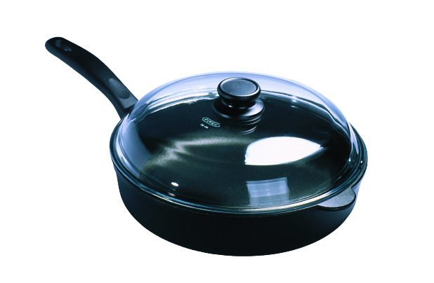 Hochrandpfanne aus Guss incl. Glas-Deckel