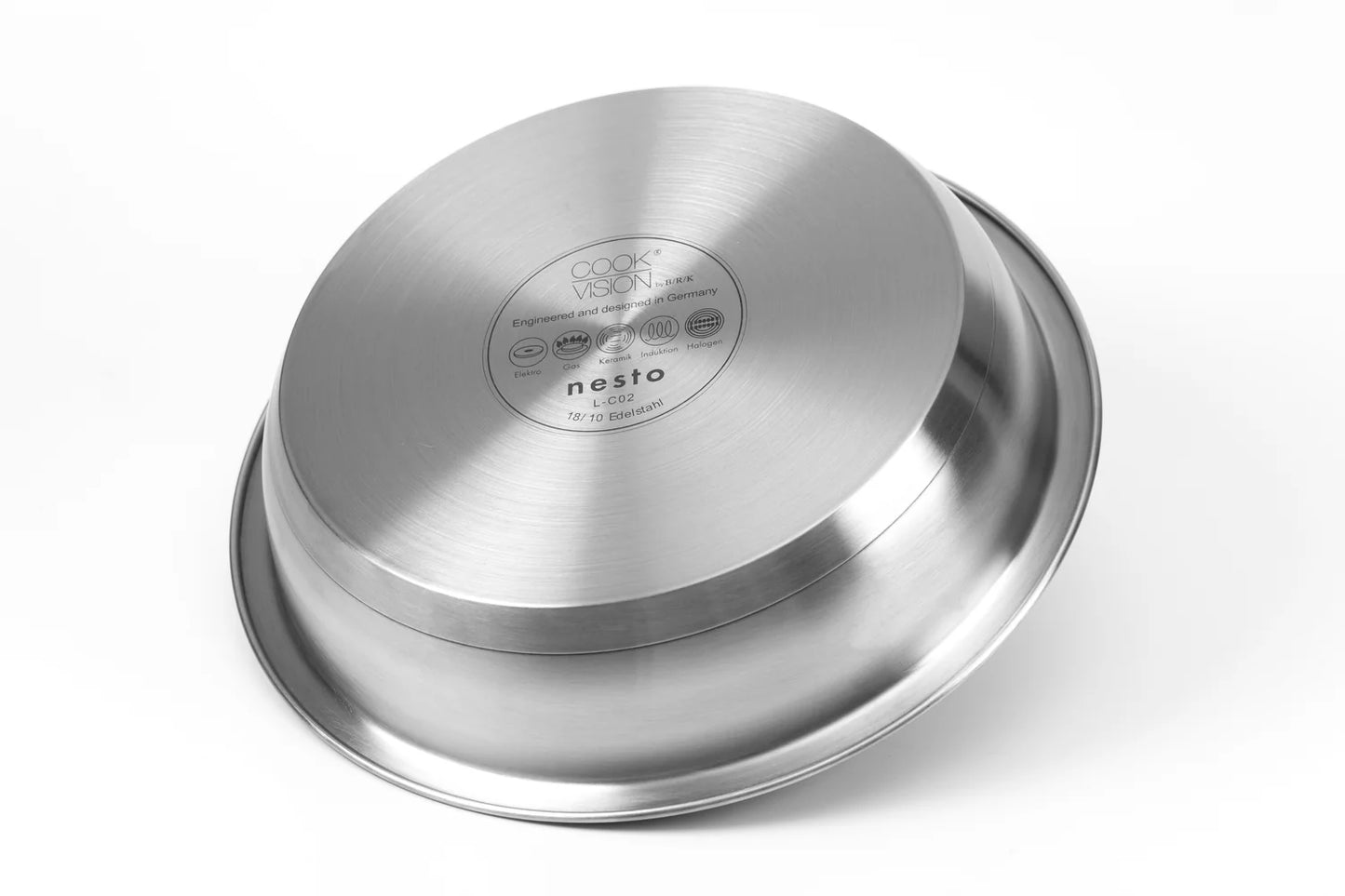 Edelstahl-Pfanne von Cookvision, opt. abnehmbare Griffe (Ø 20-28cm)