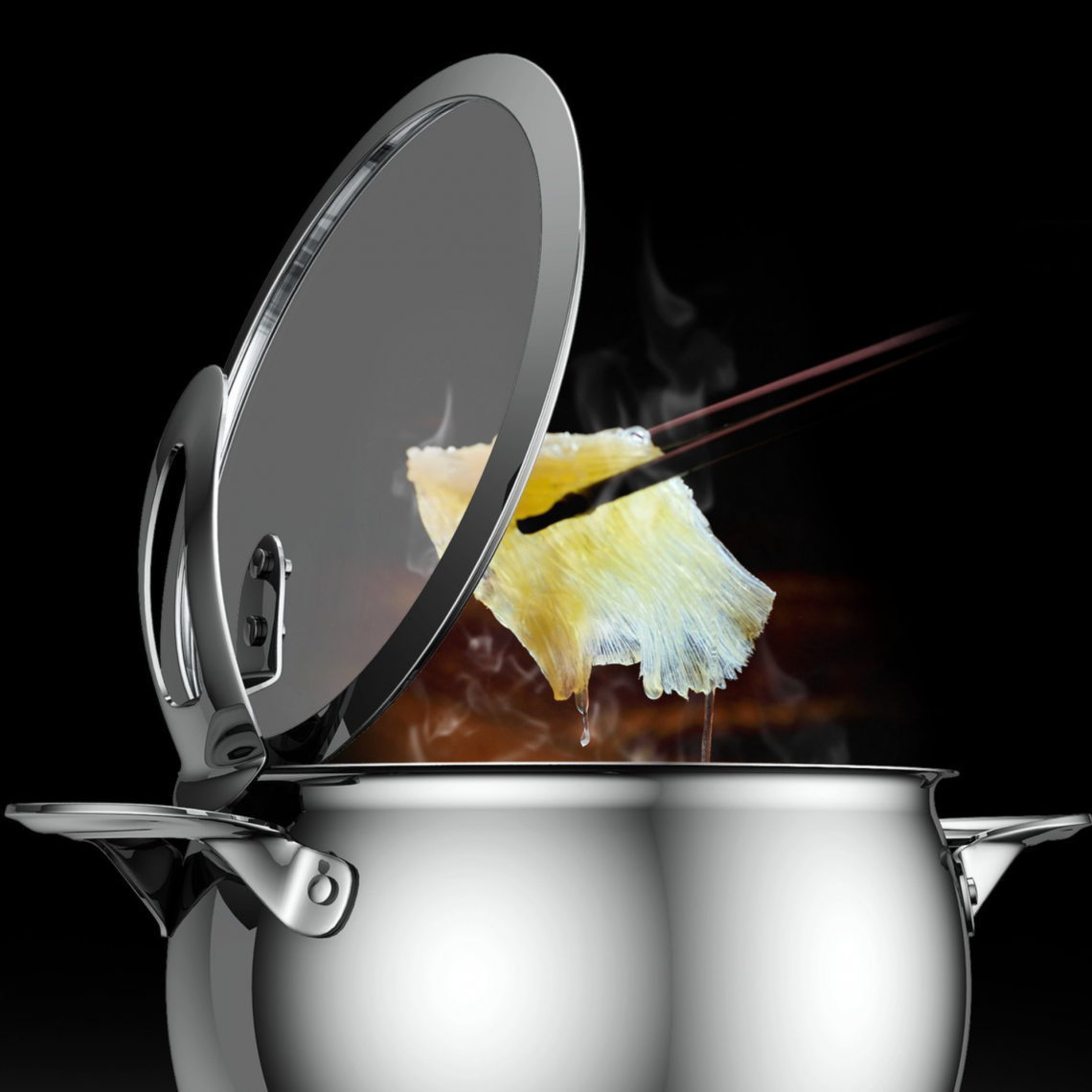 Design Edelstahl-Kochtopf mit Glasdeckel