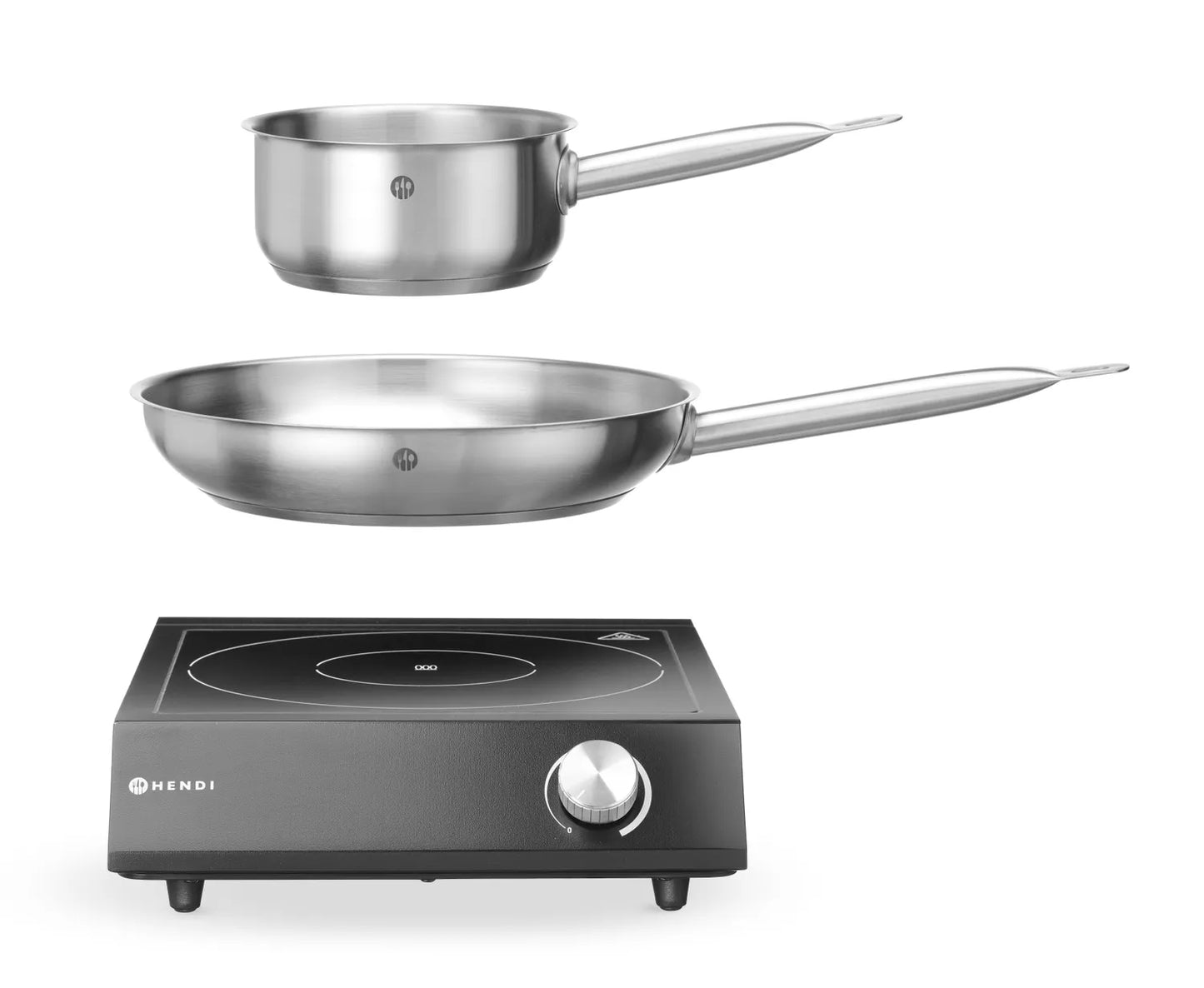 Induktionskocher 3500W incl. Edelstahl Bratpfanne und Stielkasserolle