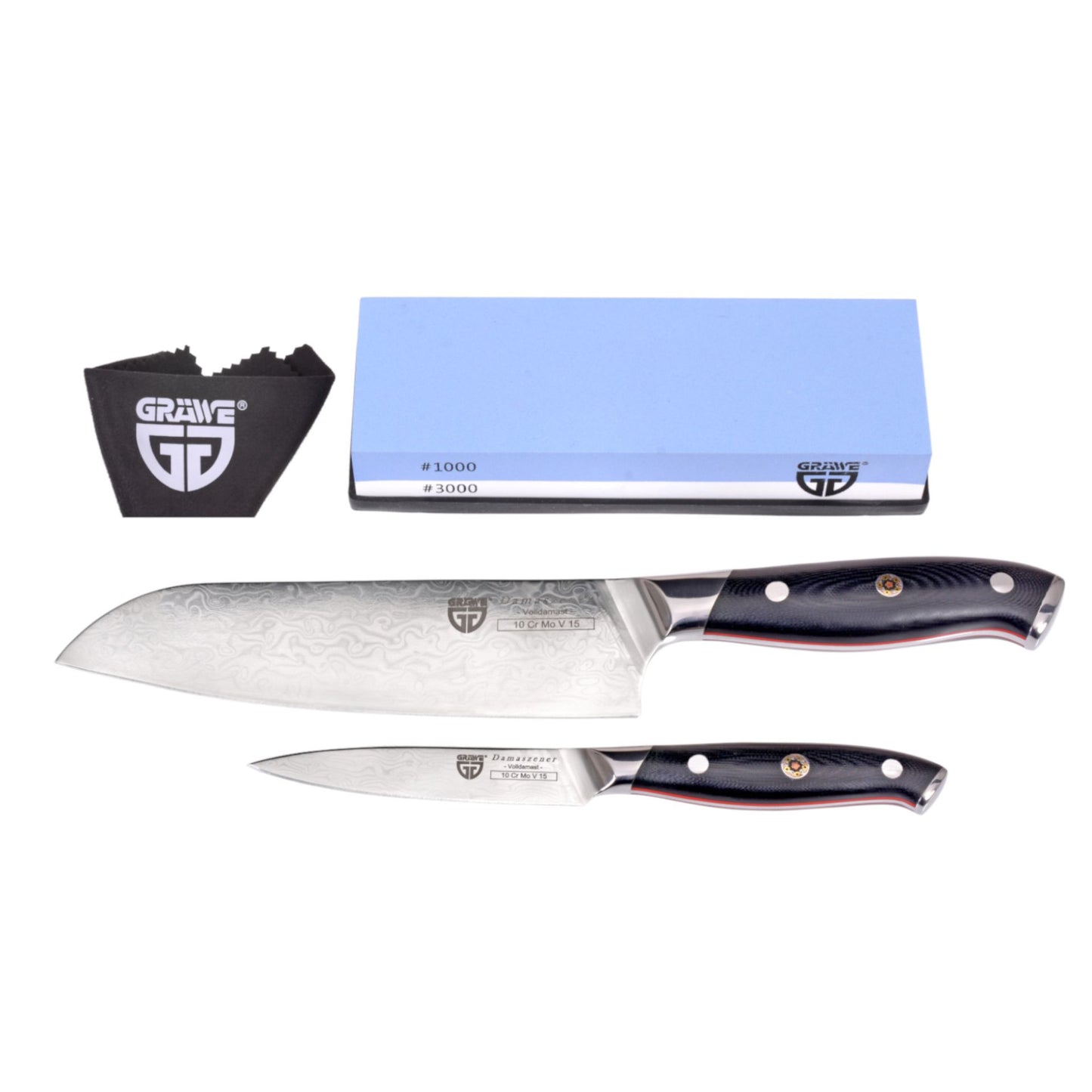 Damast-Messerset incl. Wetzstein