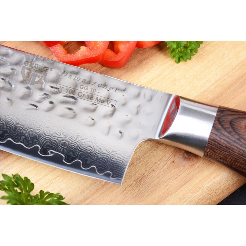 Damastmesser-Set mit Wetzstein