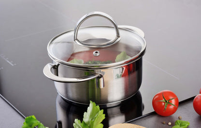 Edelstahl-Kochtopf "PRO-LINE" (Ø14-24cm) incl. Glasdeckel