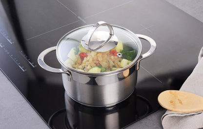 Edelstahl-Kochtopf "PRO-LINE" (Ø14-24cm) incl. Glasdeckel