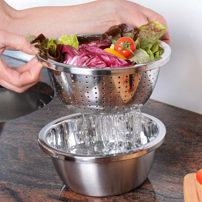 Edelstahl Salatschüssel mit Sieb (Ø 20cm)